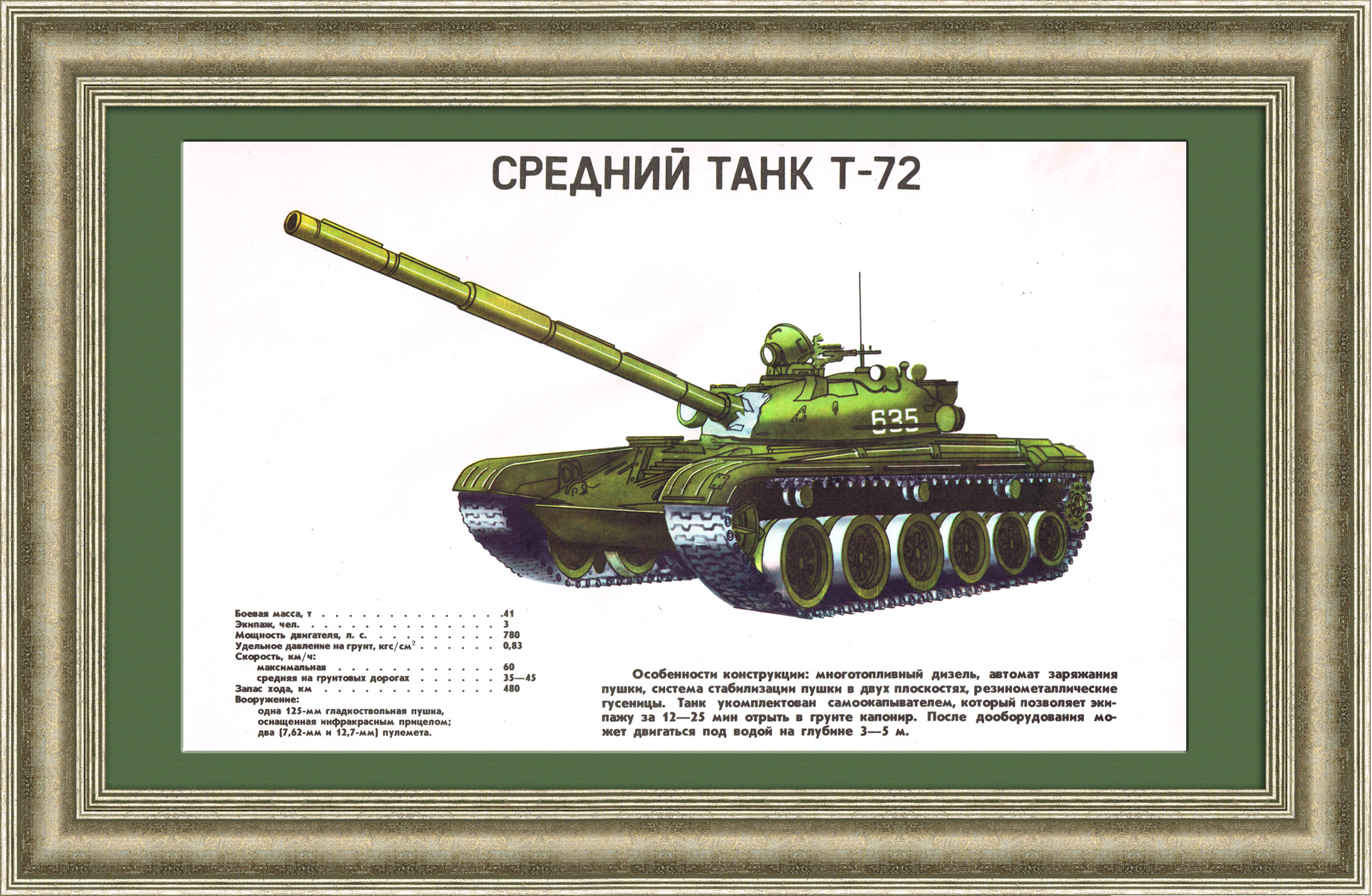 "Средний танк Т-72", советский плакат "Средний танк Т-72", советский плакат